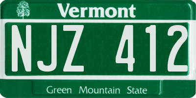 VT license plate NJZ412