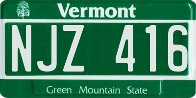 VT license plate NJZ416