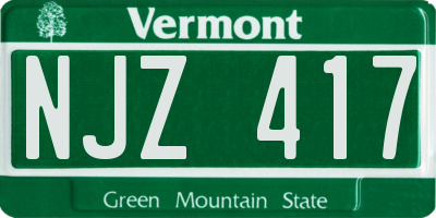 VT license plate NJZ417