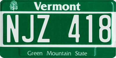 VT license plate NJZ418