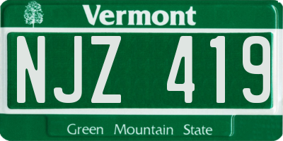 VT license plate NJZ419