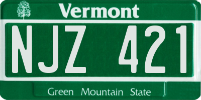 VT license plate NJZ421