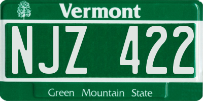 VT license plate NJZ422