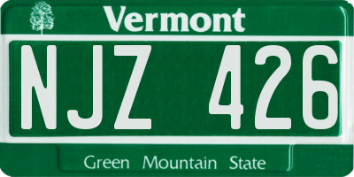 VT license plate NJZ426