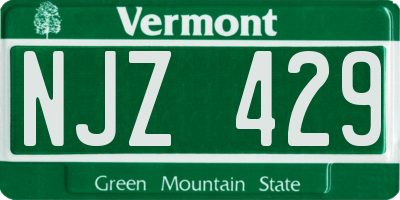 VT license plate NJZ429