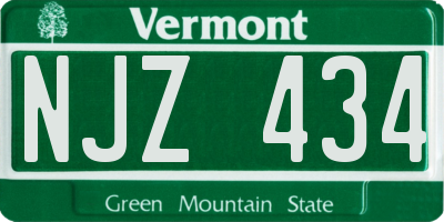 VT license plate NJZ434