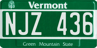 VT license plate NJZ436