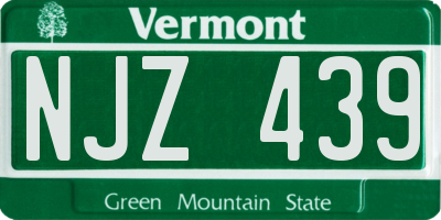 VT license plate NJZ439
