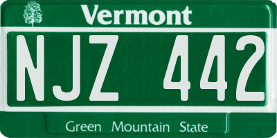 VT license plate NJZ442