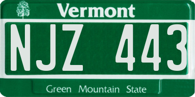VT license plate NJZ443