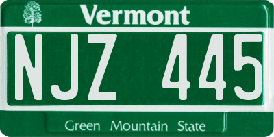 VT license plate NJZ445