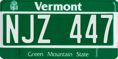 VT license plate NJZ447