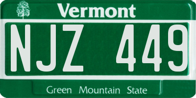 VT license plate NJZ449