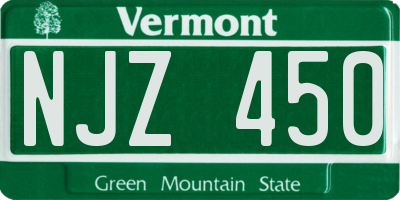 VT license plate NJZ450