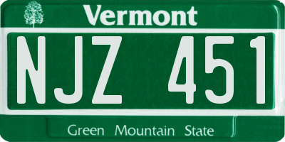 VT license plate NJZ451