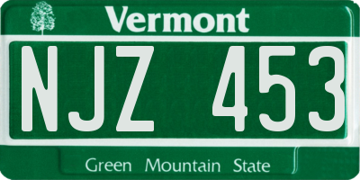 VT license plate NJZ453