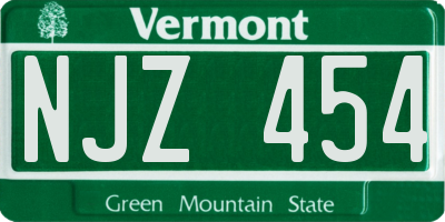VT license plate NJZ454
