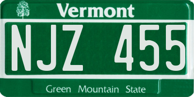 VT license plate NJZ455