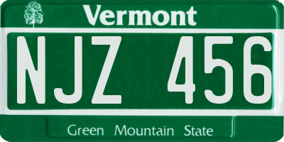 VT license plate NJZ456