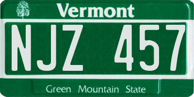 VT license plate NJZ457