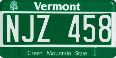 VT license plate NJZ458
