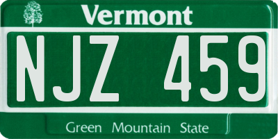 VT license plate NJZ459