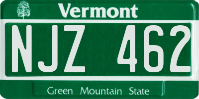 VT license plate NJZ462