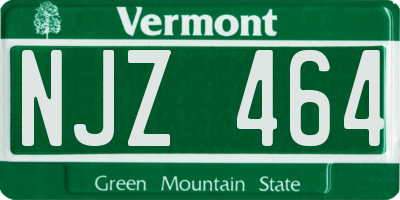 VT license plate NJZ464