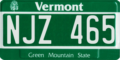 VT license plate NJZ465
