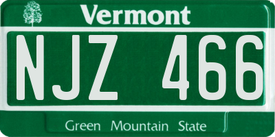 VT license plate NJZ466