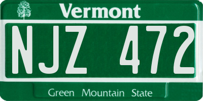 VT license plate NJZ472