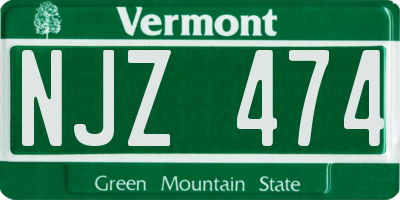 VT license plate NJZ474