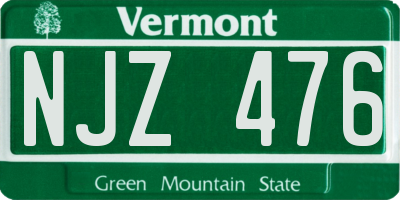 VT license plate NJZ476