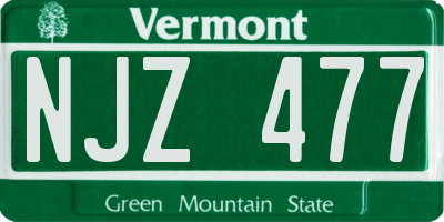 VT license plate NJZ477