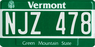 VT license plate NJZ478