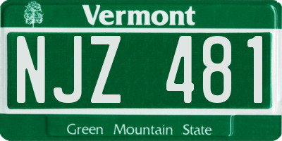 VT license plate NJZ481