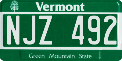 VT license plate NJZ492