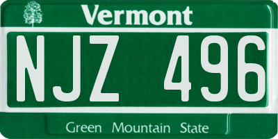 VT license plate NJZ496