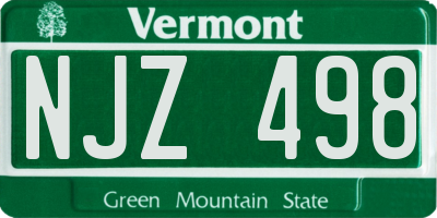 VT license plate NJZ498
