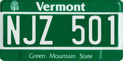 VT license plate NJZ501