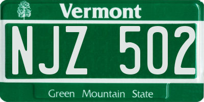 VT license plate NJZ502