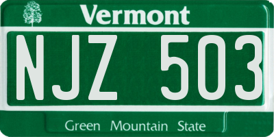 VT license plate NJZ503