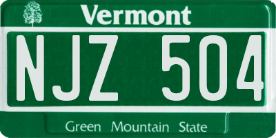 VT license plate NJZ504