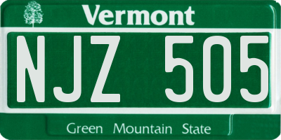 VT license plate NJZ505