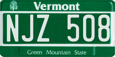 VT license plate NJZ508