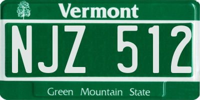 VT license plate NJZ512