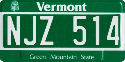 VT license plate NJZ514