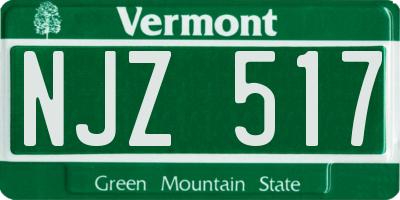 VT license plate NJZ517