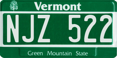 VT license plate NJZ522