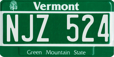 VT license plate NJZ524